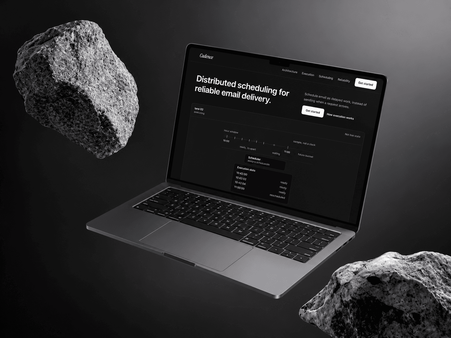 A laptop showing Cadence, a scheduler for outbound email